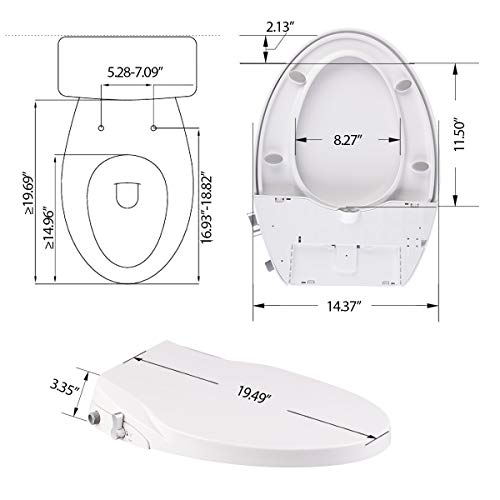 Uni-Green Toilet Seat Bidet, White with Quiet-Close Lid and Seat, Dual Wash Nozzles for Rear and Feminine Spray,Non-Electronic