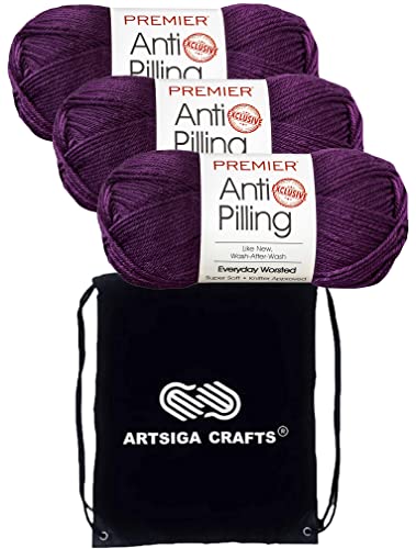Fil à tricoter Premier aubergine Dn100-10 pour vos soirées tricot créatives à la maison