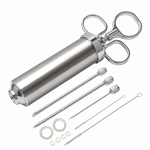 YoHold Lebensmittelspritze, Marinadenspritze, Marinadenspritze, Fleischinjektor mit 3 professionellen Nadeln, für BBQ, Rind, Huhn, Smoker, 60 ml, Bedienungsanleitung aus Papier