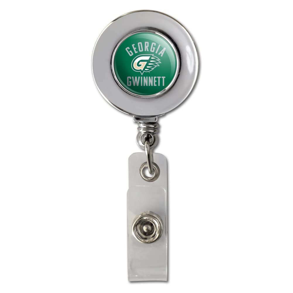 Georgia Gwinnett College Grizzlies Logo Retractable Reel Chrome Badge ID Card Holder Clip