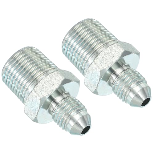Image of PATIKIL Pipe Adapter Connector 7 /16 inch Male 74 Flare JIC x 3 /8 inch Male R Pipe Fitting 2 Pcs Oil Feed Restrictor Fitting Hydraulic Connector for Oil Steam Water Pipelines System