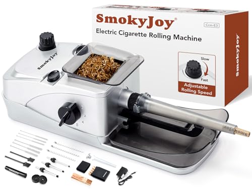 Cigarette Rolling Machine, Electric Pre Roll Machine, Automatic Preroll Cone Loader Filler Roller Filling Packer Stuffer with Pre Rolled Holder, Smell Proof Case, Grinder