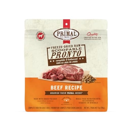 Primal Freeze Dried Dog Food, Pronto Mini Nuggets, Beef; Scoop & Serve, Complete & Balanced Meal; Also Use as Topper or Treat; Premium, Healthy, Grain Free High Protein Raw Dog Food (7 oz)