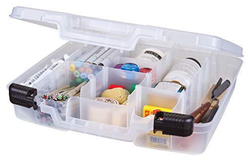 Image of ArtBin 6961AB Quick View Deep Base Carrying Case with Removable Dividers, Portable Art & Craft Storage Box, 15 inch, Clear