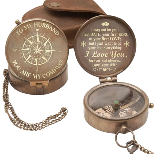 Brújula personalizable grabada para esposo, regalo sentimental miniatura 1