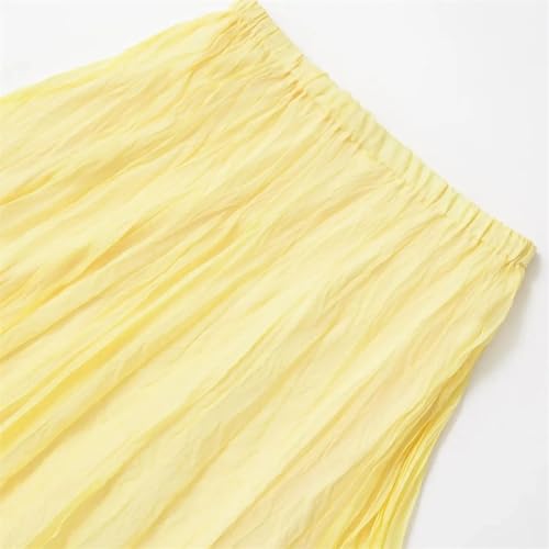 Women's Skirts A-Line Elastic High Waist Pleated Solid Color Loose Comfortable Long Skirt3