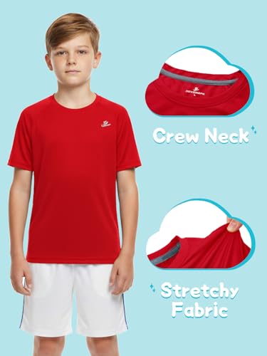 Image of DEVOROPA Youth Boys Compression Shirt Long /Short Sleeve Football Baseball Undershirt Quick Dry Kids Sports Baselayer Crewneck
