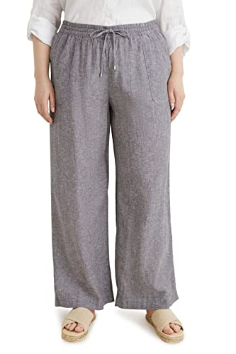 C&A Damen Pull-On Hosen Große Größen Wide Leinen|Viskose grau-Melange 46...