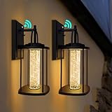 PARTPHONER Dusk to Dawn Outdoor Light Fixtures Wall Mount 2 Pack, Modern Wall Sconce Lighting with Crystal Bubble Glass, LED Porch Lights with Photocell Sensor 10W, 3000K for Front Door, Garage, Patio