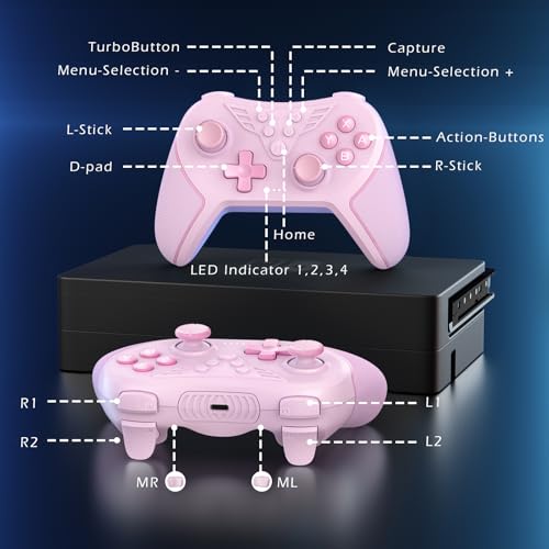 LATEC Controller for Switch, Wireless Controller for OLED/Lite with Hall Joystick, Programmable Buttons, 6-Axis Gyro, Double Shock and Turbo Function - Image 8