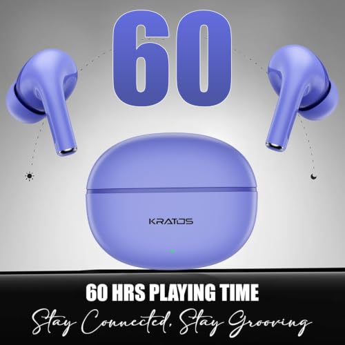 Image of Kratos Pop Ear Buds Wireless with 60H Playtime, Noise Isolation & Clear Calls, Bluetooth Earbuds with Voice Assistant, Ear Buds with Bluetooth V 5.3 & with Type C Fast Charging, IPX4 TWS Earphones