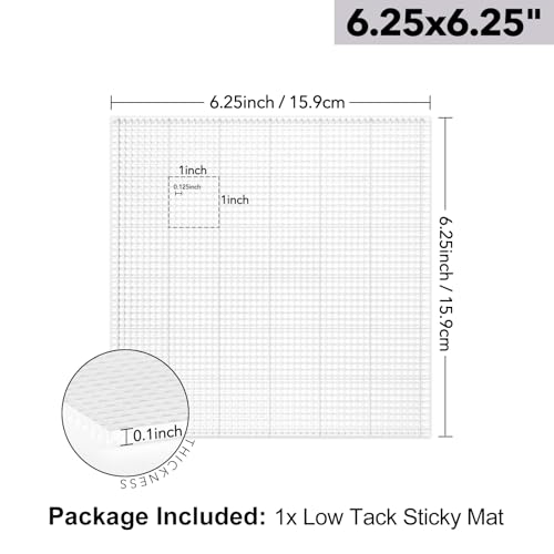 Image of Low Tack Sticky Mat with Grid for Stamping Stenciling Ink Blending Masking, 6.25 inchX6.25 inch Clear Photopolymer Craft Low Tacky Mat for Card Making Hold Your Cardstock in Place When Stamping Scrapbooking
