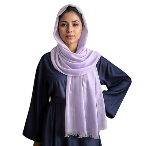 Pure Color Cotton Linen Shawl Hijab For Muslim Women Oversized Lightweight Pashmina Headwraps Scarf With Tassels