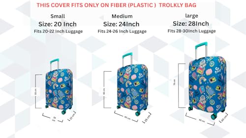 Image of Printed Luggage Cover for Traveling Bag & Suitcase - Stretchable & Scratchproof Trolley Protector with Velcro Lock & Lightweight Washable Material(Suitcase Bag Not Included, Only Cover in Product)