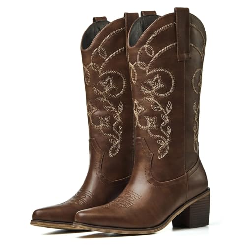 Image of Cowboy Boots for Women, Pointed Toe Chunky Heel | All-day walking comfort design, versatile for daily outfits, country music festivals and western style occasions