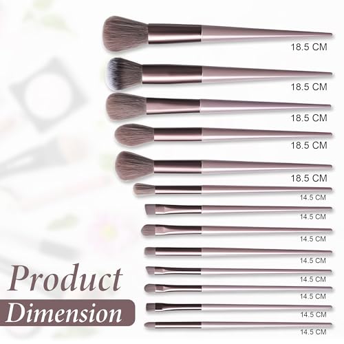 Image of GLUN Professional Makeup Brushes 13 Piece Set Brown Colour, Travel Makeup Brushes with Cloth Bag for Makeup Artists, Foundation, Powder, Concealer, Eyeshadow, Blush, Highlighter, Eyebrow, Brushes