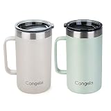 Congela 22oz 2Pack stainless steel insulated coffee mugs with handle, double wall vacuum camping cup