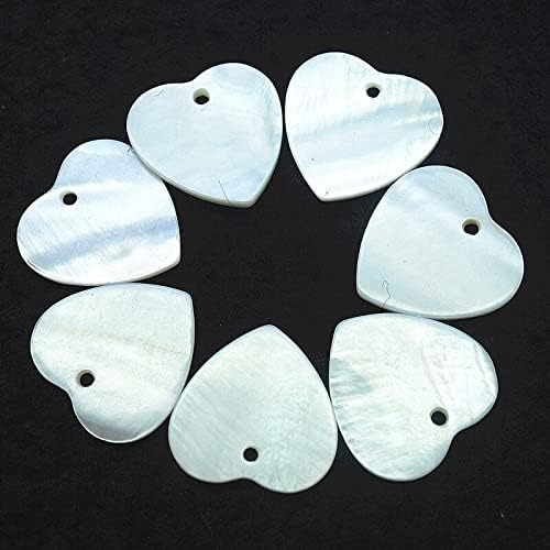 20PCS Natural White Shell Pendants Heart Shape Size 20MM Natural Mother of Pearl Freshwaterer Beads for Women Braceletts Making Find - (Metal Color: Black)