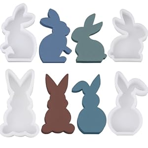 Skeadex 4 Stück Osterhase Silikon Gießformen
