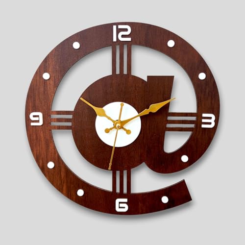 Image of cozyloom Modern Wooden Wall Clock for Living Room Decorative Analog Wall Clock with Wooden Design for Home Office Bedroom Wall Decor (Brown, Round Design)