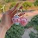 Pink Flower Pig Keychain Handmade Cartoon Animal Keychain Car Key Bag Pouch Charm Creative And Funny Piggy Gifts For Women (Flower Piggy)