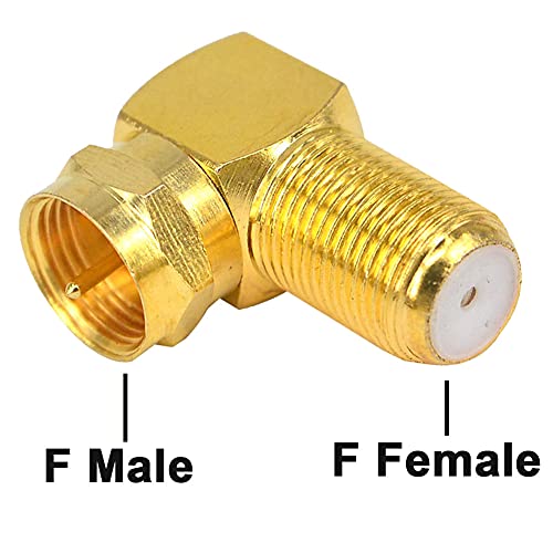 Adaptador Coaxial Ángulo 90° Pack 2 RG6 F Macho-Hembra Dorado miniatura 2