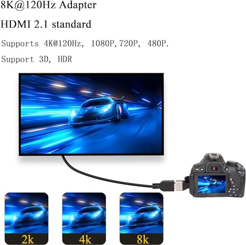 Image of HDMI 8K Extender, Micro HDMI 2.1 Version Male to HDMI 2.1 Version Female Extension Adapter Connector Converter Coupler, 8K@60Hz (Pack of 3)