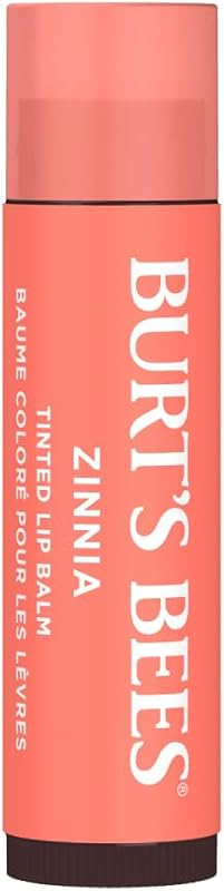 Burts Bees Bálsamo labial teñido 100% de origen natural, Zinnia con manteca de karité y ceras botánicas, 1 tubo