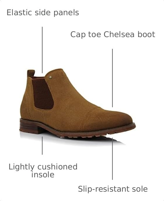 Image of Ferro Aldo Men's Chelsea Boots | Pull-On Ankle Boot in Plain Toe, Cap Toe & Wingtip Brogue Styles | For Casual, Dress, Work & Formal Events