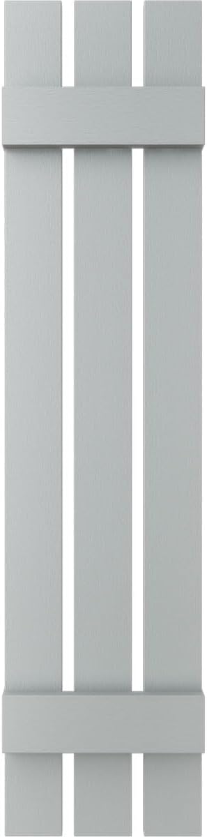 12 in. W x 39 in. H Builders Edge, TailorMade Three Board Spaced (2 Batten), Board-n-Batten Shutters, Includes Matching Installation Spikes (Per Pair), 945 - Platinum