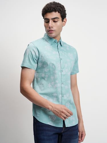 Image of Highlander Men's Floral Print Half Sleeves Shirt | Vibrant & Elegant | A Sophisticated Wardrobe Essential