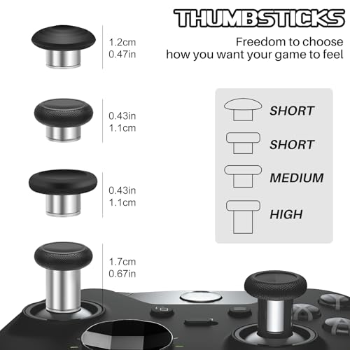Image of 16 in 1 Metal Thumbsticks Suitable for Xbox One Elite Series 2, Elite Series 2 Core Controller Accessories Parts, 6 Metal Thumbsticks, 4 Paddles, 2 D-Pads and 4 Tool(Black)