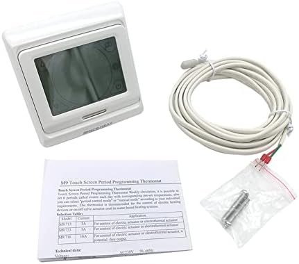 MincoHome Touch Screen Thermostat for Elestric Floor Heating Room Programmable Temperature Controller with 3 Meters Sensor (Touch Screen)
