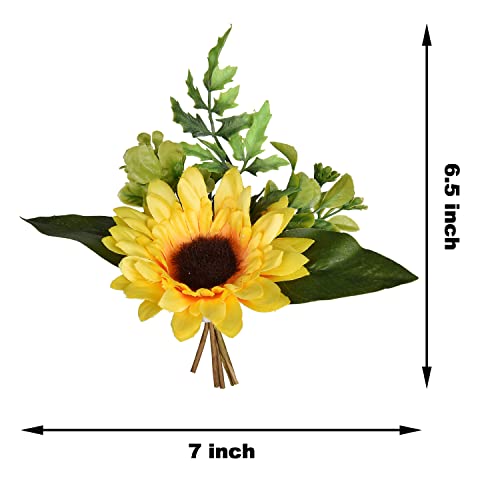 Dearhouse 16 Pack Artificial Sunflowers Bouquet, 6.5In Silk Sunflower Fake Sunflower Artificial Silk Flower Bouquet For Home Wedding Bride Holding Flowers Floral Decor #TOP5