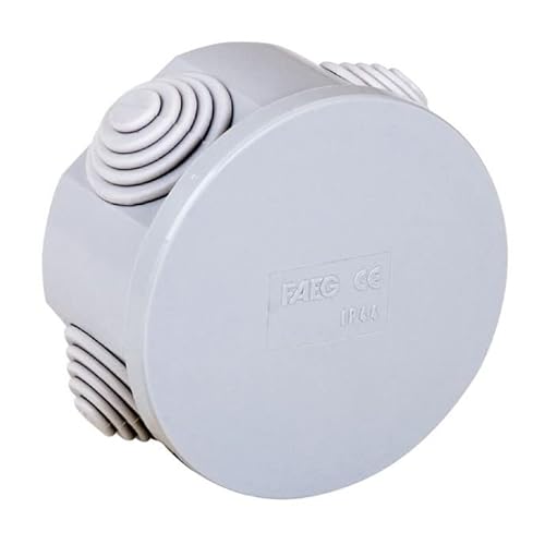 FAEG FG13402 - Caja de derivación de pared con pasacables, redonda de 80 x 40 mm, estanca IP44, tapa a presión