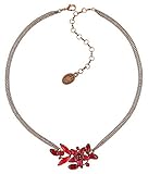 Legierung: rose-vergoldet Konplott: Collier Twisted Flower red, verspieltes Blumen-Collier mit Glanzglassteinen und Kristallen, für Damen/Frauen
