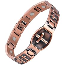 Feraco Copper Cross Bracelet for Men,Magnetic Therapy Bracelet with 46 Magnets - 99.99% Pure Copper