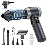 Aspirador de Mano 4 en 1, 25000Pa, Potente Aspiradora de Mano con Filtro Lavable, Depósito Grande, 3 Modos, Luz LED y Pantalla HD. Aspiradora de Mano sin Cable para Coche, Sofá y Pelos de Mascotas