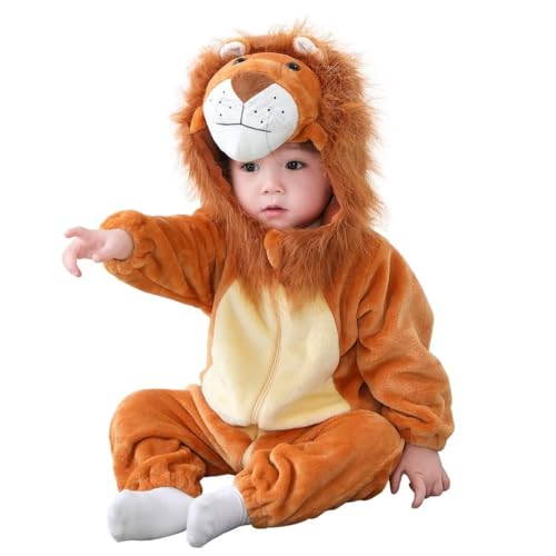 QIAONIUNIU Halloween Baby Lion Costumes With Mane, Toddler Outfit Infants Cosplay Romper 3-6 Months