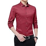 shirt uomo slim fit business casual moda semplice uomo casual camicia primavera e autunno elegante gentleman lavoro basic uomo camicia d-red xl