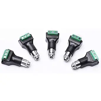 3.5mm Stereo Female Terminal Block Panel Mount Connector 5 Pack