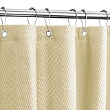 Tititex Solid Beige Cloth Fabric Shower Curtain Liner with 2 Magnets - Texture Soft Hotel Quality Waterproof Shower Liner, Light-Weight & Machine Washable 72x72 inch