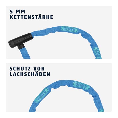 ABUS Kettenschloss Steel-O-Chain 5805K – Fahrradschloss aus Stahl – ABUS-Sicherheitslevel 5 – 75 cm – Blau