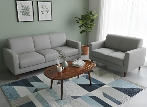 Image of Modern Sheesham Wood Oval Coffee Table, Walnut Finish | Solid Wood, Smooth Finish, For Living Room, Home, Office & Lounge, Center Table