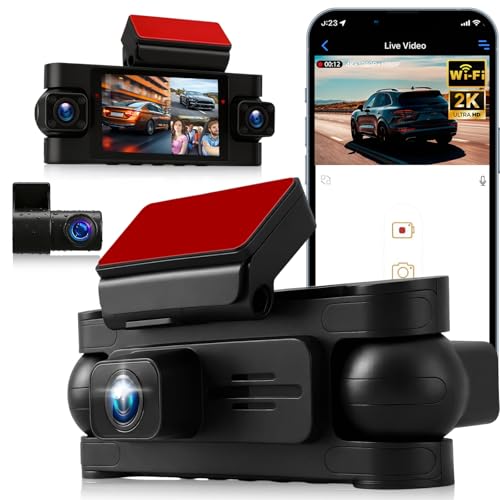 Dash CAM Coche 4 Canales con GPS y 5G WiFi, Camara Vigilancia Coche 360 Grados, Dashcam Delantera Trasera e Interior, 2K+3 * 1080P, Pantalla IPS de 3 Pulgadas, Visión Nocturna, App 24/7