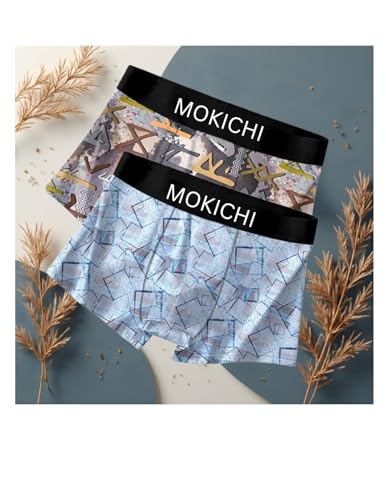 Image of Men's Boxer Briefs Pack, Breathable Stretch Underwear with Wide Comfort Elastic Waistband, Soft Geometric Print Trunks, Multi-Pack