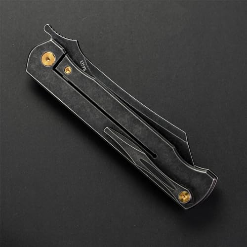 KATSU Camping Pocket Folding Japanese Knife, CPM S35VN Blade, Black