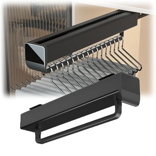 Barra de armario extensible de 32 a 62 cm y perchero extractor negro 2