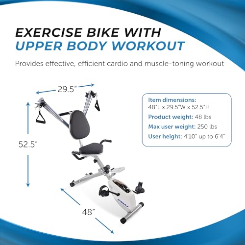 Image of Stamina Foldable Exercise Bike and Strength System With Smart Workout App and 250 Pound Weight Capacity for Home Workout, Gray | Smart Workout App and 250 Pound Weight Capacity for home workouts