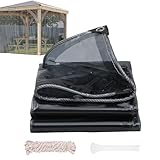 Pxkmouy 5x9.5m万能防水透明シートサンルーム屋根クラッディング 屋根 防水シート, 透湿防水透明シート 屋外 万能防水シー PVC 防雨シート 厚さ0.35mm ビニールシート 強力な防水 くて破れにくい 日焼け防止 耐寒性 さまな気候に対応 強化ターポリン ベランダ雨除けカーテン 植物のベランダの温室の庭のパティオの家具のための透明な防水シート